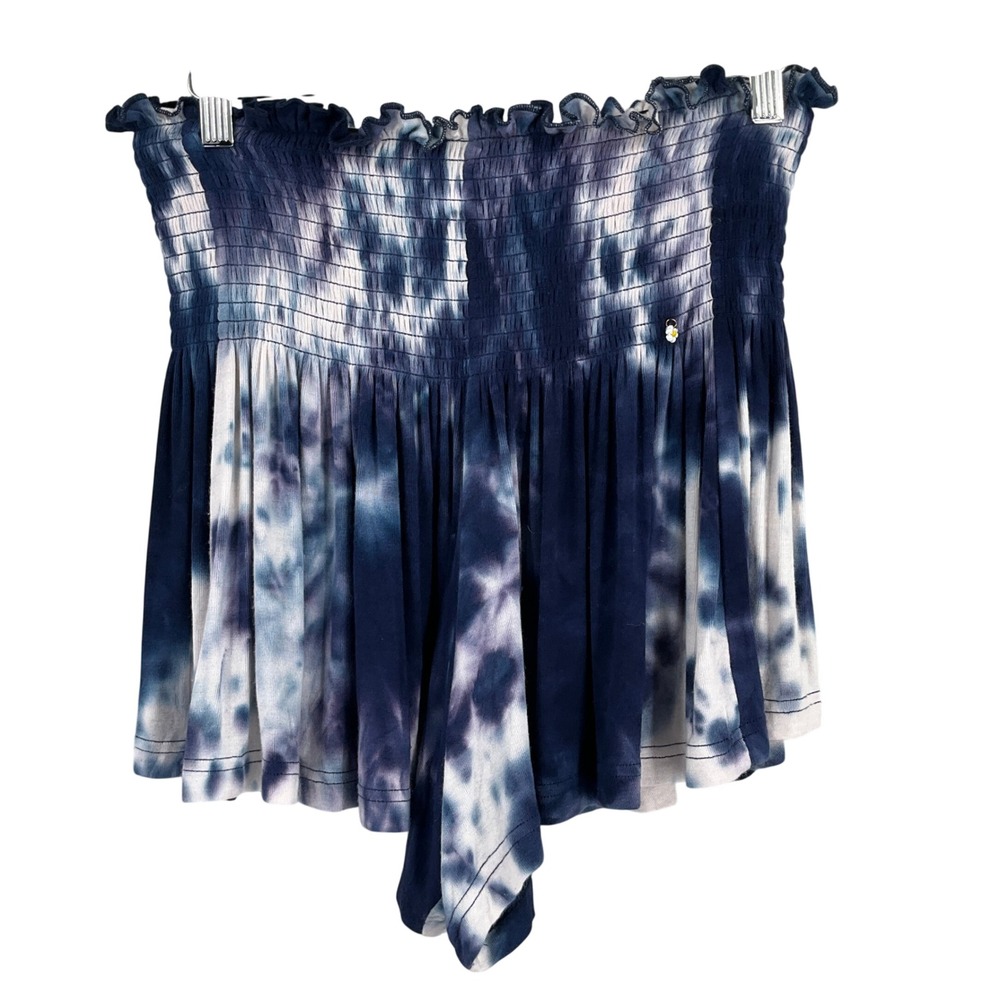 Natural Life Smocked Shorts Womens‎ Small Blue Tie Dye Rayon Boho Festival Flowy